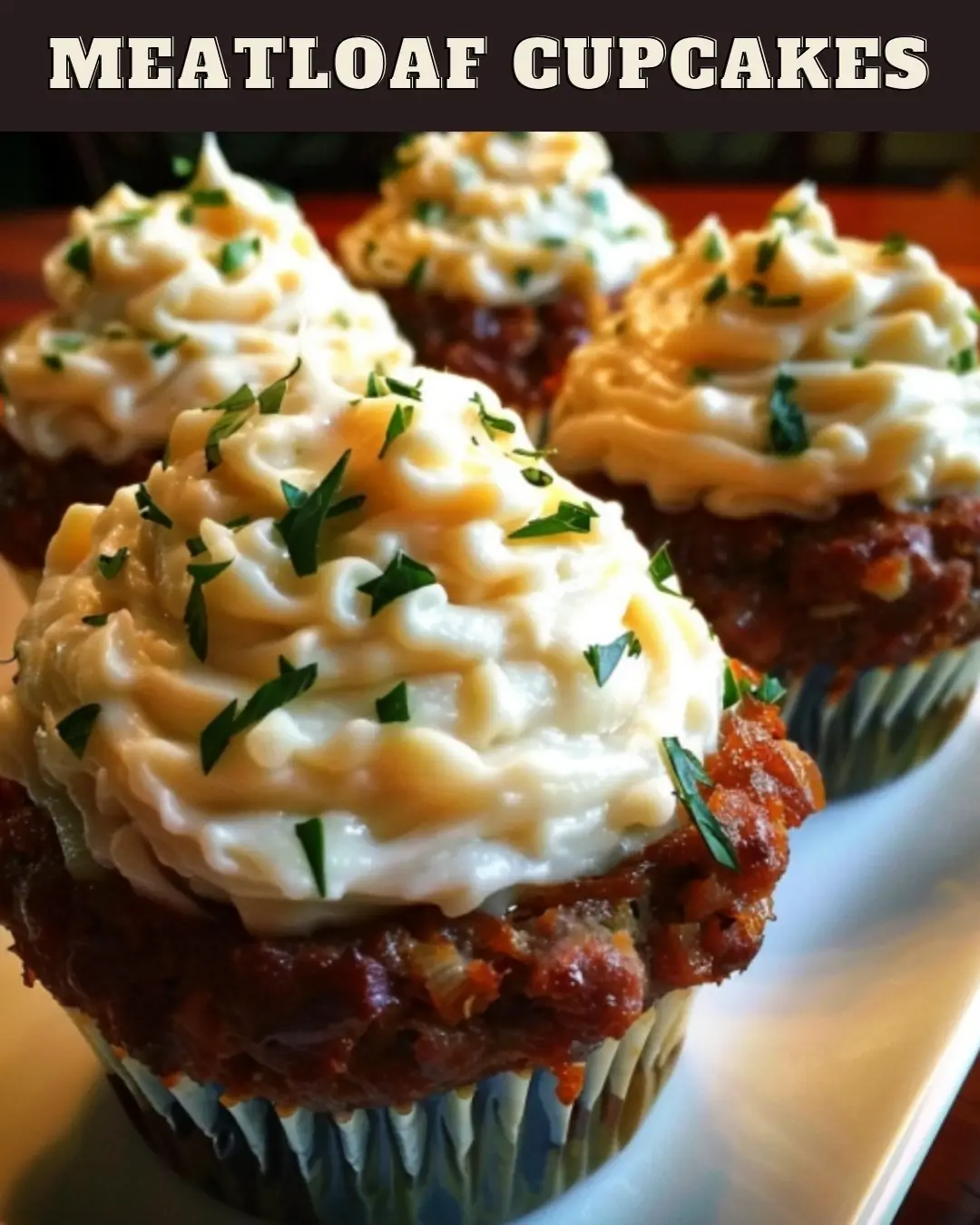 Meatloaf Cupcakes with Whipped Potato Topping